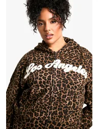 Plus All Over Leopard Los Angeles Boxy Hoodie - leopard - 1
