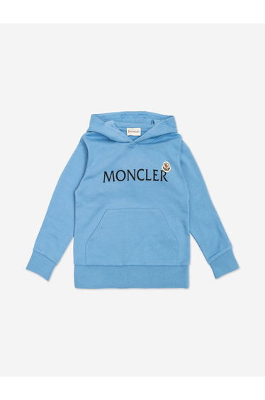 Moncler Enfant Boys Logo Hoodie in Blue