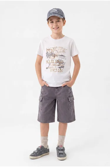 White Plain Knitted Boys' Top and Bottom Set