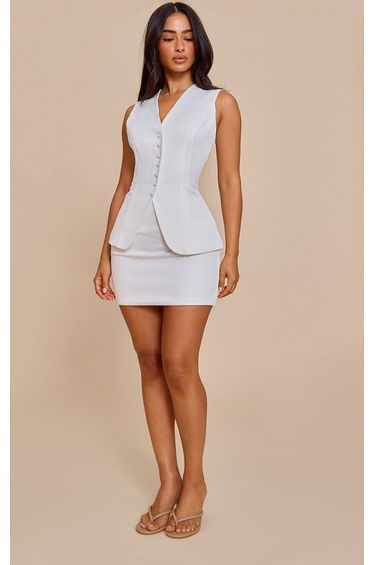 Petite White Tailored Mini Skirt