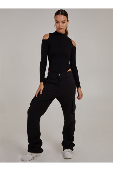 Cold Shoulder Ribbed Bodysuit