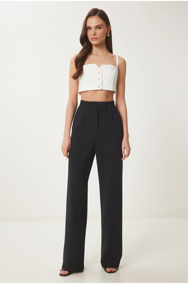 ISTANBUL High Waist Textured Palazzo Pants