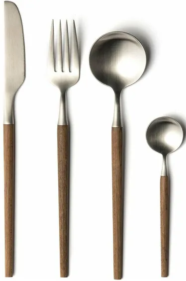 طقم أدوات المائدة ستانليس و خشب 16 قطعة