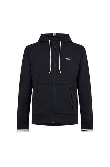 Boss Mens Stretch Sport Full Zip Hoodie - Black