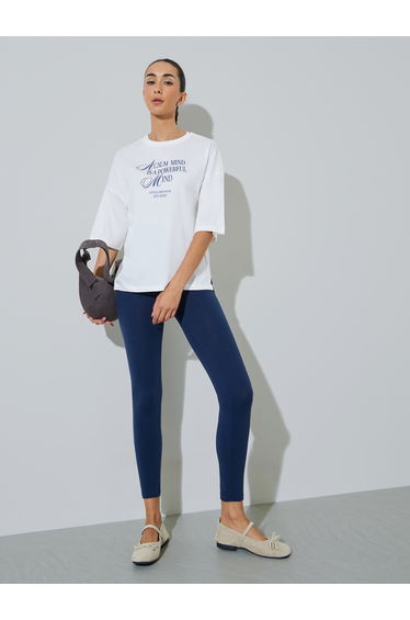 White Oversized Cotton T-Shirt and Leggings Co-Ord Set