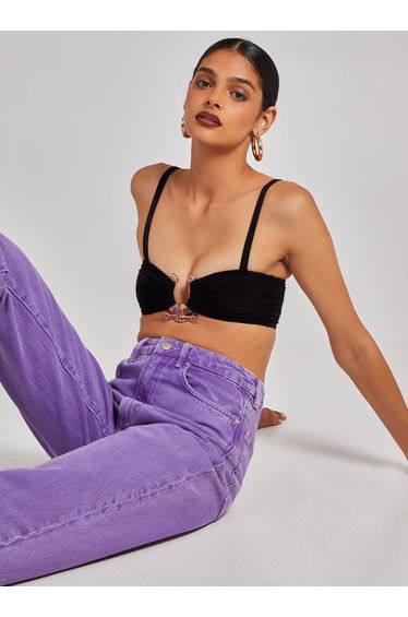 Gold Trim Slinky Crop Top