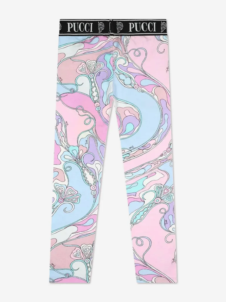 PUCCI Girls Orchidee Print Leggings in Pink - 1