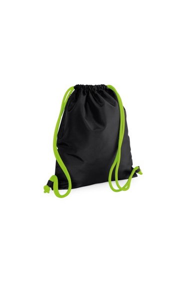 Bagbase Icon Drawstring Bag/Gymsac (Pack of 2) - Black/Lime Green