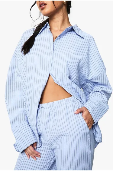 Stripe oversized shirt and trouser co-ord - blue