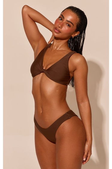Chocolate Twist Front Scoop Bikini Top