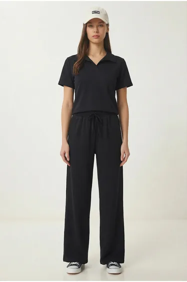 ISTANBUL Mid Waist Polo Collar Two-Piece Coord Set