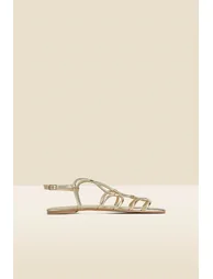 Gold Leather Gladiator Sandals - 1