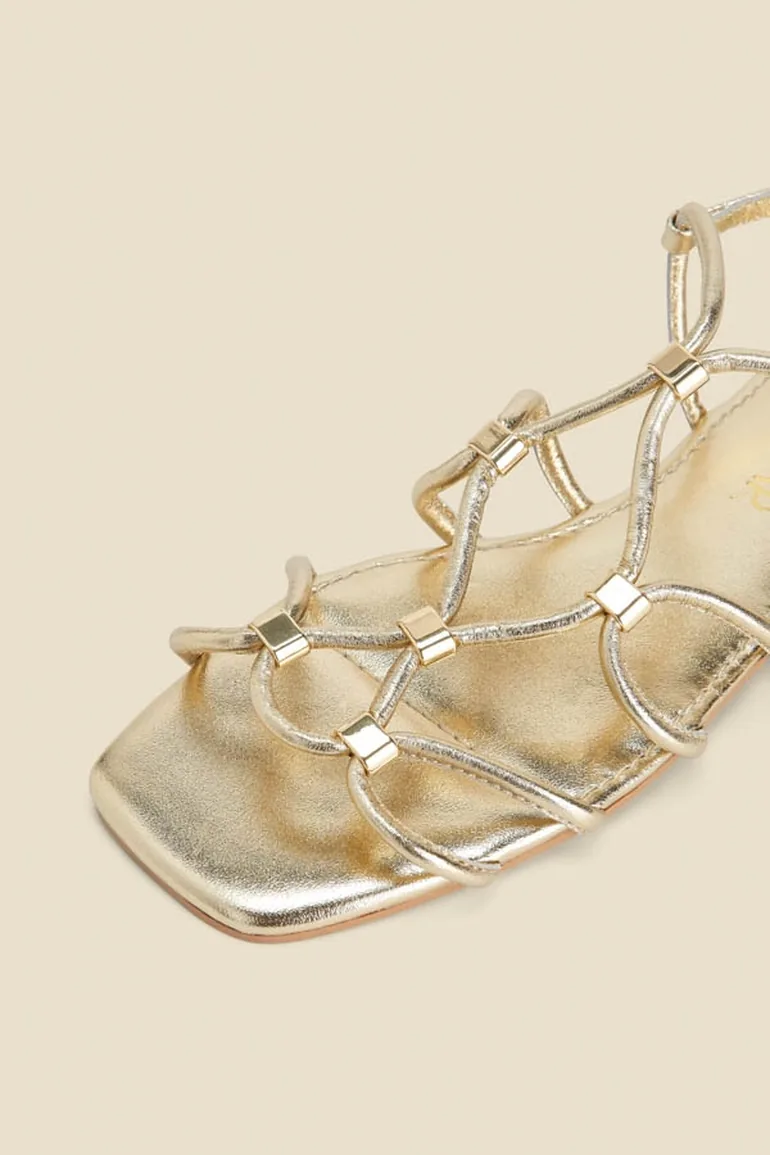 Gold Leather Gladiator Sandals - 3