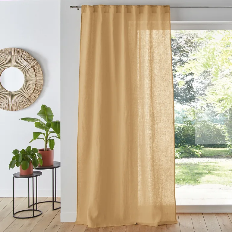 Onega Washed Linen Single Curtain with Concealed Tabs - 1