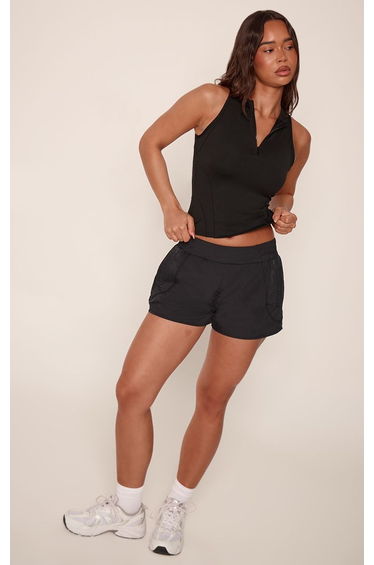 Black Liner Lightweight Shell Runner Gym Shorts