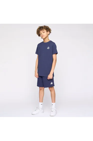 تيشيرت ولادي لون أزرق بطبعة شعار