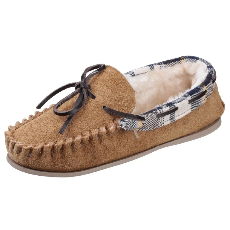 Cotswold Womens/Ladies Kilkenny Classic Fur Lined Moccasin Slippers - Tan - 3