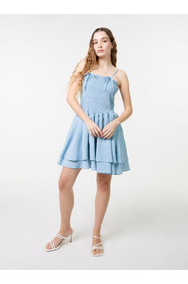 Shirred Ruffle Mini Dress