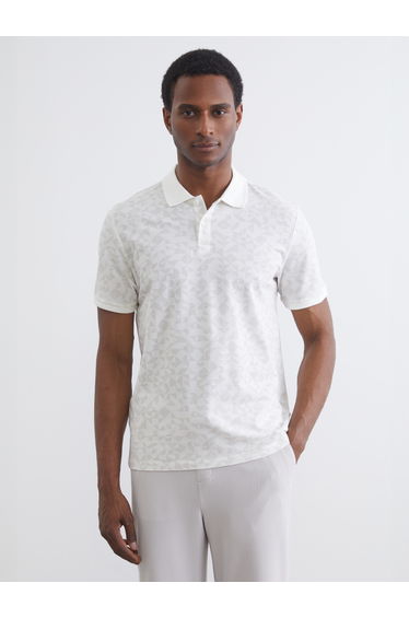 Polo Collar Patterned Piqué Men's T-Shirt