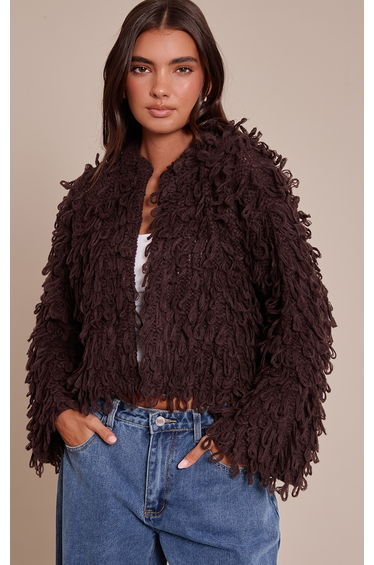 Chocolate Loop Knit Oversized Cardigan