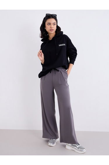 Black Embroidered Longline Hoodie