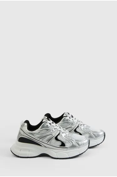 Contrast Stripe Chunky Trainers - white