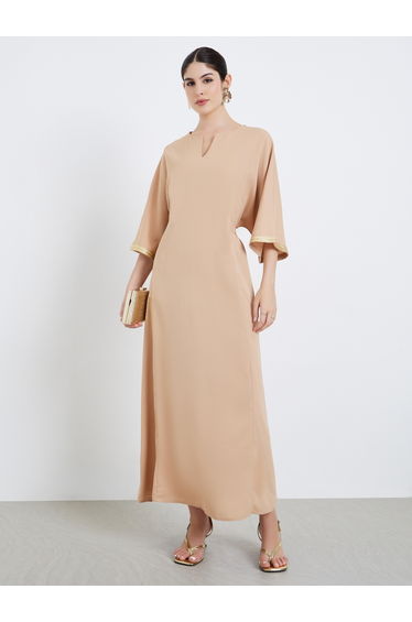 Women Beige A-Line Maxi Jalabiya