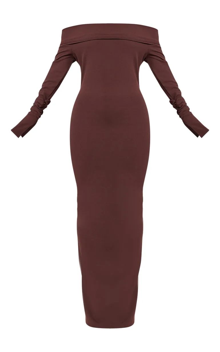 chinese dress ladies Amaia Berry Bardot Long-Sleeve Maxi Dress  Club L London