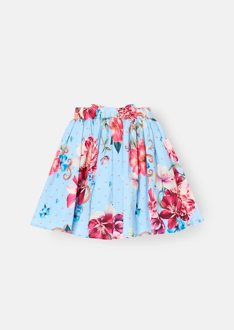 Darcy Blue Print Bow Waist Skirt - Blue - 6