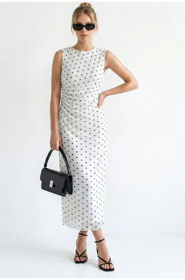 LUCCI Polka Dot Bodycon Midi Dress