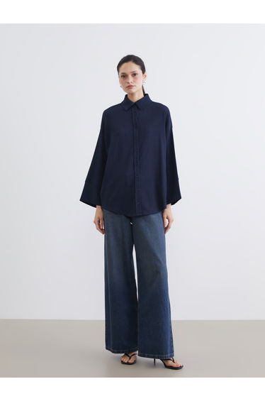 Textured Oversized Women's Shirt Tunic