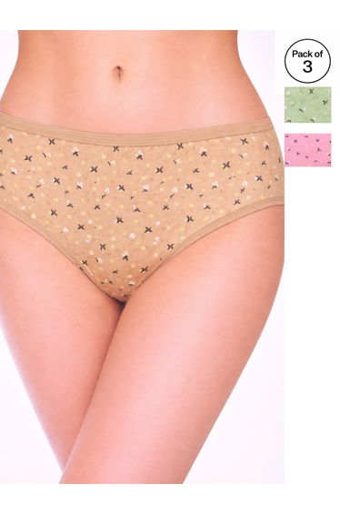 Pack of 3 - Printed Mid Rise Briefs