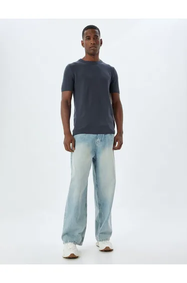 Knitted T-Shirt Basic Crew Neck Short Sleeve Cotton Blend