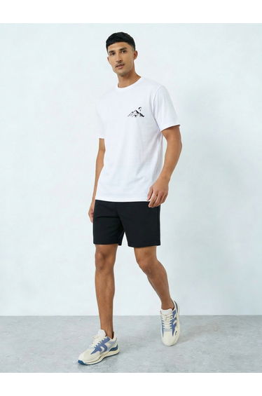 Men Graphic Round Neck T-Shirt and Shorts Set