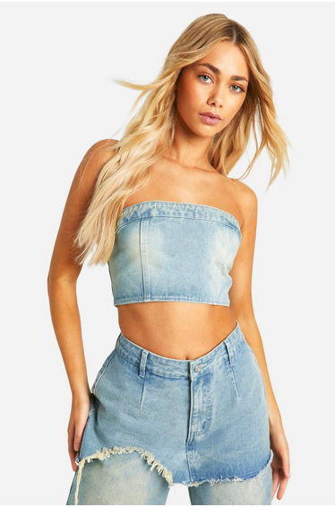 Faded Wash Denim Bandeau