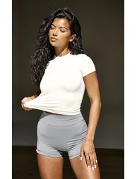 Cream Contour Sculpt Short Sleeve T Shirt - 3