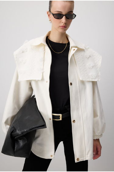 FLOWER LACED GABARDINE JACKET