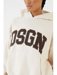 DSGN Studio Leopard Applique Oversized Hoodie - cream - 3