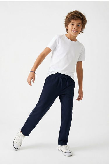 Indigo Plain Woven Trousers