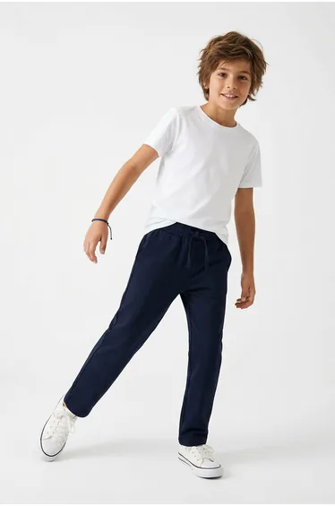 Indigo Plain Woven Trousers