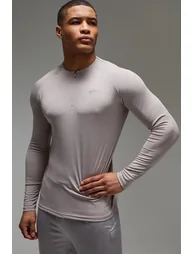 Man Active Muscle Fit Crew Neck 1/4 Zip - light grey