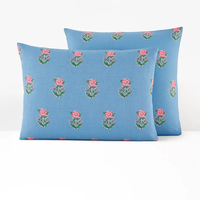 غطاء وسادة قطن و كتان بطبعة أزهار