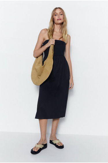 Bandeau Woven Mix Midi Dress