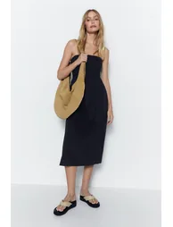 Bandeau Woven Mix Midi Dress