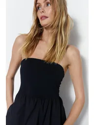 Bandeau Woven Mix Midi Dress - 2