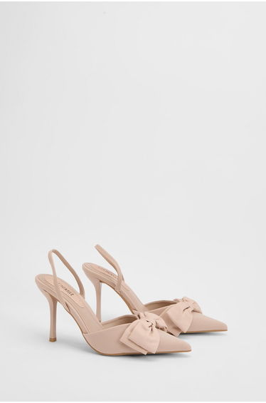 Marianna Bow Detail High Heel Slingback Court Shoes