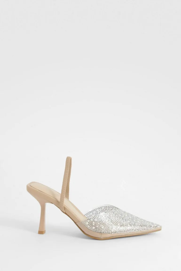 Pearl Embellished Slingback Court Heels - 1