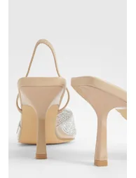 Pearl Embellished Slingback Court Heels - 2