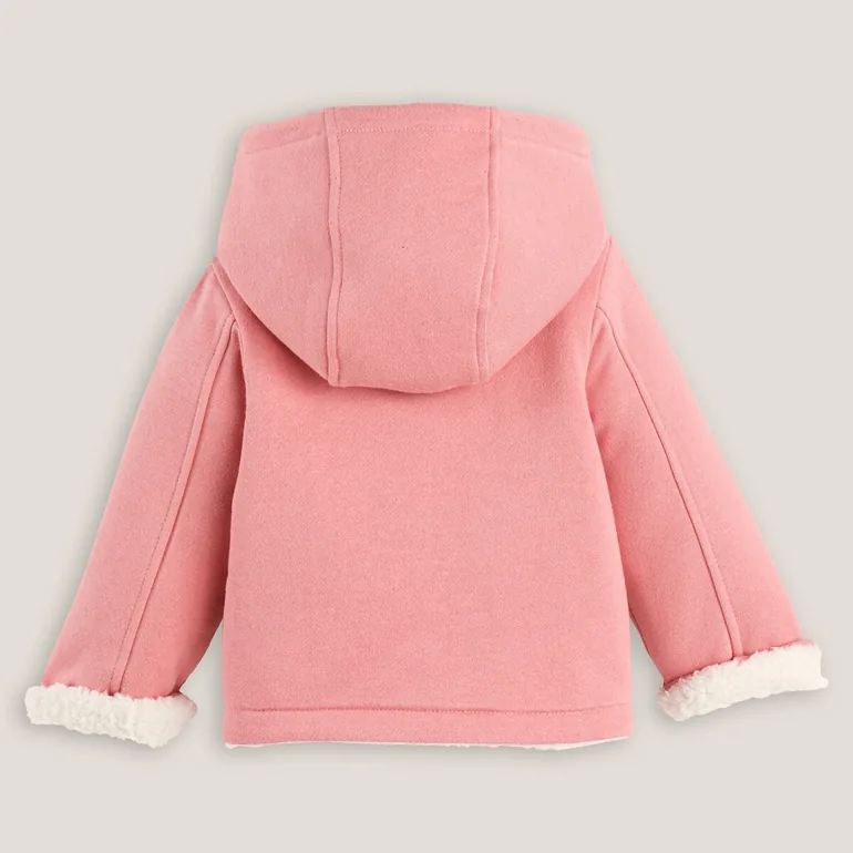 Cotton Hooded Coat in Fleece/Faux Fur - 1