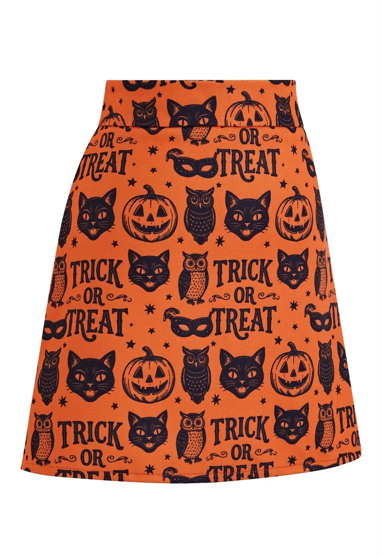 Trick or Treat Print Mini Bud Skirt for Halloween Parties & Festival Events - 7